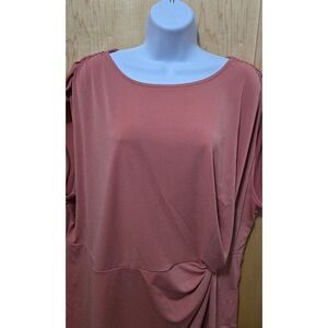 Alfani Womens Side Twist Top 3X Rose Dust 3/4 Sleeve Stretch Knit Blouse
